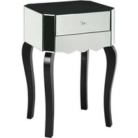 Orca Mirrored Glass Side Table With Black Wooden Legs