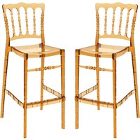 Oregon Amber Transparent Polycarbonate Bar Stools In Pair