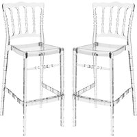 Oregon Clear Transparent Polycarbonate Bar Stools In Pair