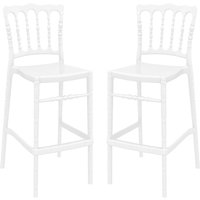Oregon Glossy White Polycarbonate Bar Stools In Pair
