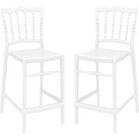 Oregon Glossy White Polycarbonate Bistro Chairs In Pair