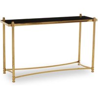 Orion Black Glass Top Console Table With Gold Metal Frame