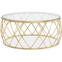 Orion Round Clear Glass Top Coffee Table With Gold Frame