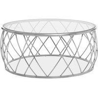 Orion Round Clear Glass Top Coffee Table With Silver Frame