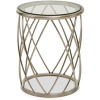 Orion Round Clear Glass Top Side Table With Silver Frame
