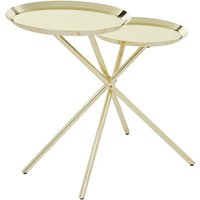 Orizone Gold Mirrored Metal Side Table With Cross Leg Base