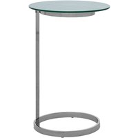 Orizone White Marble Effect Glass End Table With Silver Frame