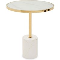 Orizone White Marble End Table With Gold Steel Frame