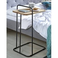 Orono Wooden Side Table In Oak With Black Metal Frame