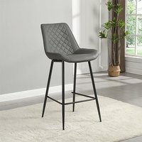 Oston Faux Leather Bar Chair In Grey With Anthracite Legs
