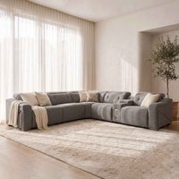 Ovaron Fabric Electric Recliner Corner Sofa in Grey