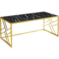 Ovid Gloss Black Marble Effect Coffee Table With Gold Frame