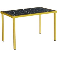 Ovid Gloss Black Marble Effect Dining Table With Gold Frame