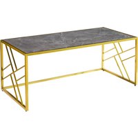 Ovid Gloss Grey Marble Effect Coffee Table With Gold Frame