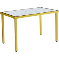 Ovid Gloss White Marble Effect Dining Table With Gold Frame