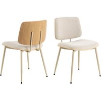Owasso Beige Fabric Dining Chairs With Wooden Frame In Pair