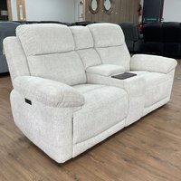 Owenton Fabric Electric Recliner 2 Seater Sofa In Beige