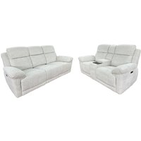 Owenton Fabric Electric Recliner 3+2 Seater Sofa Set In Beige