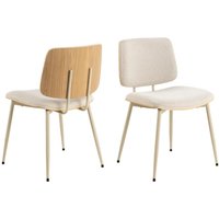 Oxford Beige Oak Fabric Dining Chairs In Pair