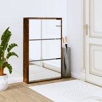Ozark Mirrored Shoe Cabinet With 3 Flaps In Smoked Oak