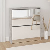 Ozark Mirrored Shoe Storage Cabinet 2 Flip Doors In Concrete Grey