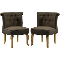 Pacari Brown Fabric Dining Chairs With Wooden Legs In Pair