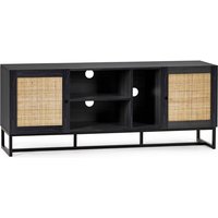Pabla Wooden TV Stand With 2 Doors 2 Shelves In Black