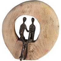 Pair Aluminium Sculpture In Anthracite With Natural Wooden Frame