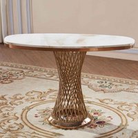 Palila Natural Stone Marble Effect Console Table with Stainless Steel Base