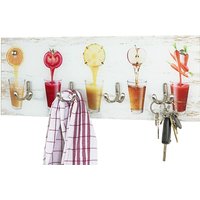 Palos Glass Wall Hung 4 Hooks Coat Rack In Fruit Glasses Print