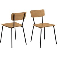 Paoli Oak Wooden Dining Chairs With Black Legs In Pair