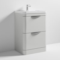 Paradox 60cm Floor Vanity With Ceramic Basin In Gloss Grey Mist Paradox 60cm Floor Vanity With Ceramic Basin In Gloss Grey Mist