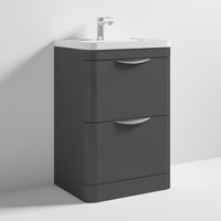 Paradox 60cm Floor Vanity With Ceramic Basin In Gloss Grey Paradox 60cm Floor Vanity With Ceramic Basin In Gloss Grey