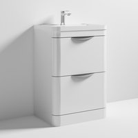 Paradox 60cm Floor Vanity With Ceramic Basin In Gloss White Paradox 60cm Floor Vanity With Ceramic Basin In Gloss White