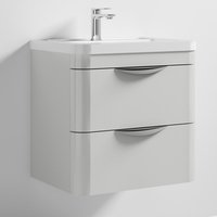 Paradox 60cm Wall Vanity With Ceramic Basin In Gloss Grey Mist Paradox 60cm Wall Vanity With Ceramic Basin In Gloss Grey Mist