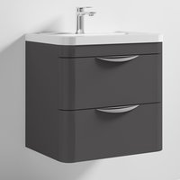 Paradox 60cm Wall Vanity With Ceramic Basin In Gloss Grey Paradox 60cm Wall Vanity With Ceramic Basin In Gloss Grey