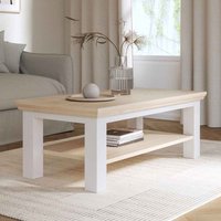 Parenzo Rectangular Wooden Coffee Table in White and Riva Oak