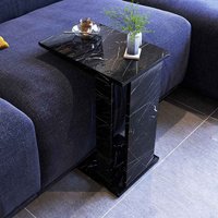 Pasific Wooden Side Table in Black Marble Effect