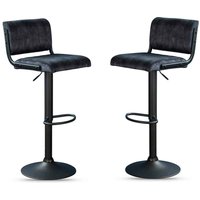 Pawling Fabric Gas Lift Bar Stools In Pair - Charcoal