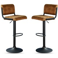 Pawling Fabric Gas Lift Bar Stools In Pair - Rust
