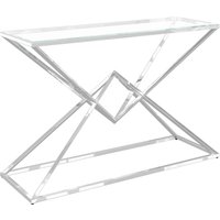 Penrith Clear Glass Console Table With Stainless Steel Frame