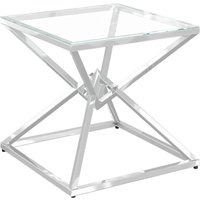 Penrith Clear Glass Side Table With Stainless Steel Frame