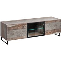 Peoria Wooden TV Stand 3 Doors In Canyon Oak With LED