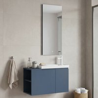 Perla Wooden Wall Mounted Bathroom Furniture Set in Matte Blue