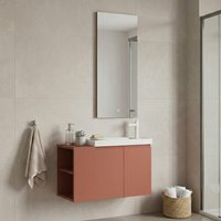 Perla Wooden Wall Mounted Bathroom Furniture Set in Matte Cinnamon