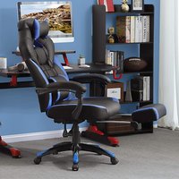 Perris Faux Leather Gaming Chair In Black And Blue Perris Faux Leather Gaming Chair In Black And Blue