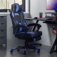 Perris Faux Leather Home And Office Chair In Black And Blue Perris Faux Leather Home And Office Chair In Black And Blue