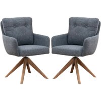 Petaluma Storm Teal Fabric Dining Chairs With Oak Legs In Pair