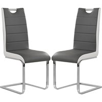 Petra Grey And White Faux Leather Dining Chairs In Pair
