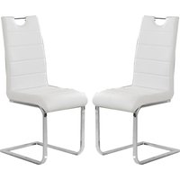 Petra White Faux Leather Dining Chairs In Pair